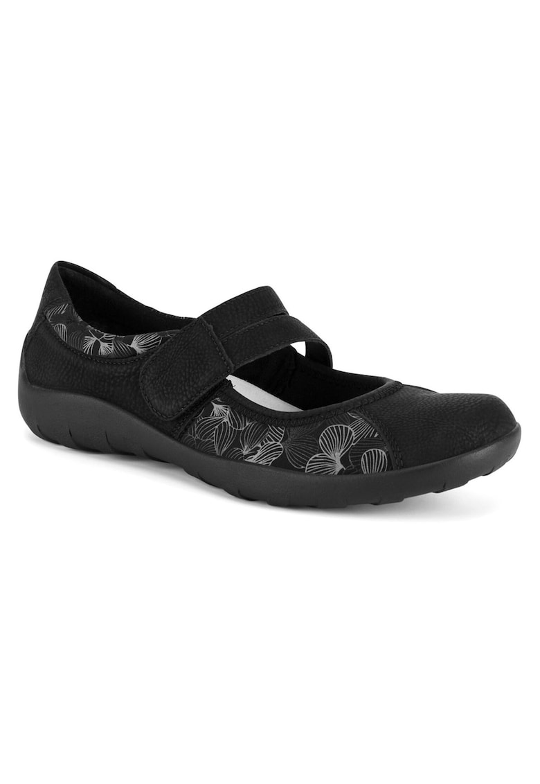 Balerini dama - material textil - negru - inchidere cu arici -