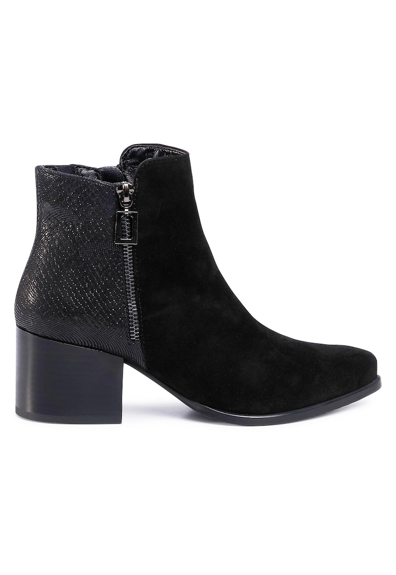 Botine dama - piele naturala - toc clasic - negru -
