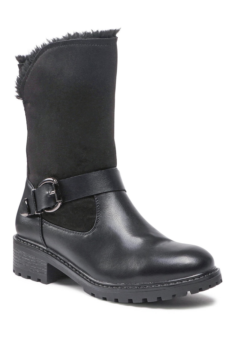 Botine de dama - material textil - negru -