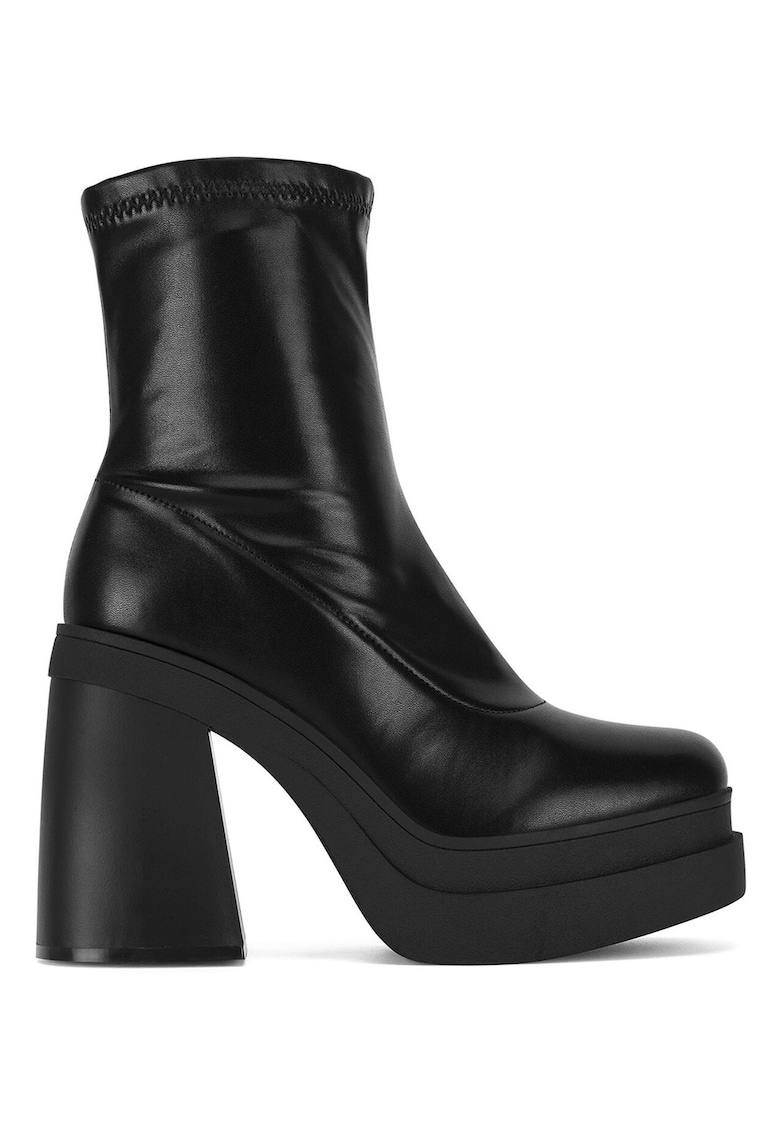 Botine dama - clasic - negru - material textil -