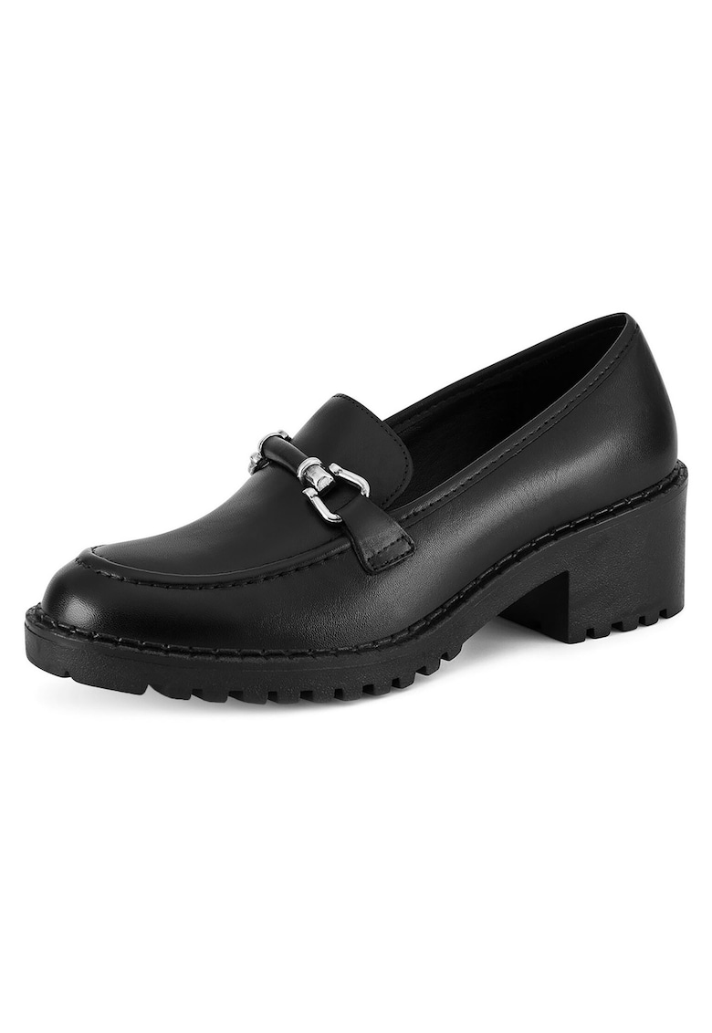 Mocasini dama - piele naturala - model clasic cu toc - negru