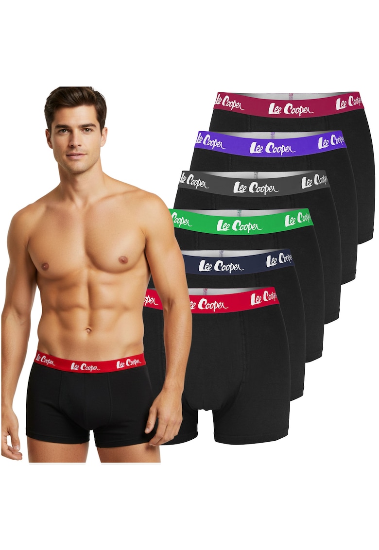 Set de boxeri din bumbac cu banda logo in talie - 6 perechi - Multicolor