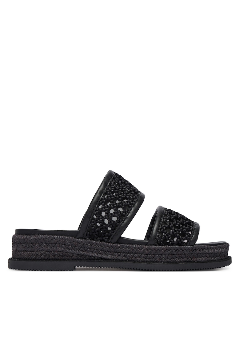Espadrile dama - platforma - material sintetic - negru