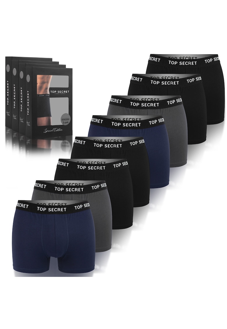 Set de boxeri din bumbac - 8 perechi - Negru/Gri/Bleumarin