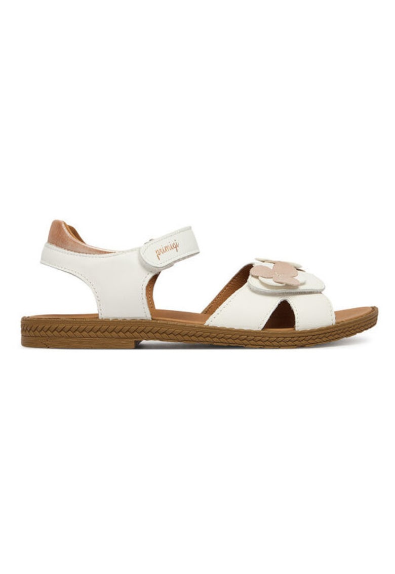 Sandale copii - piele naturala - alb - sistem inchidere Velcro -