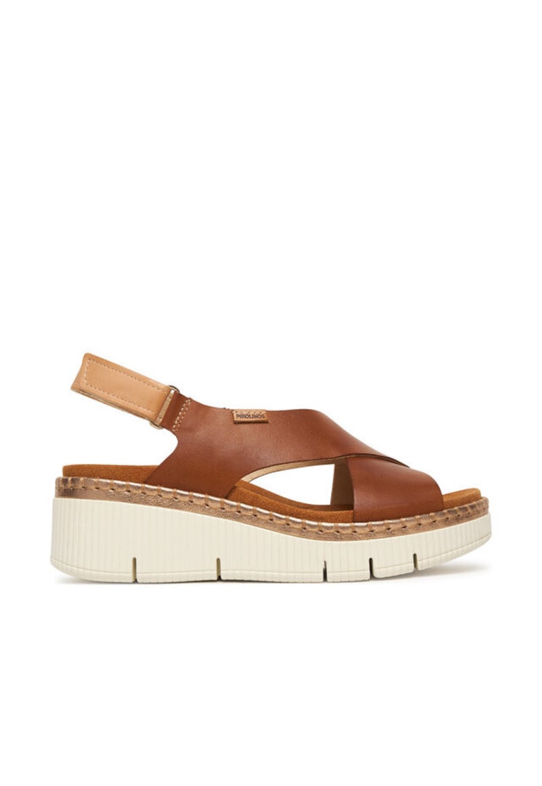 Sandale femei - piele naturala - velcro - maro