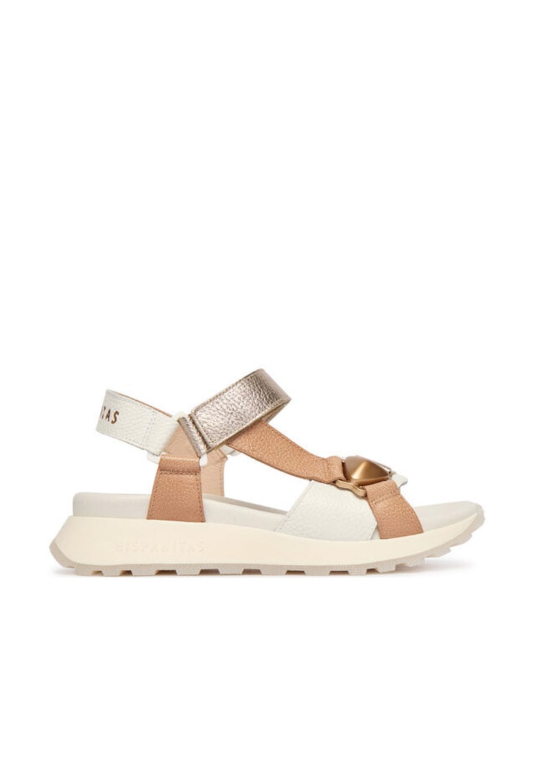 Sandale femei piele naturala - multicolor - sistem inchidere Velcro