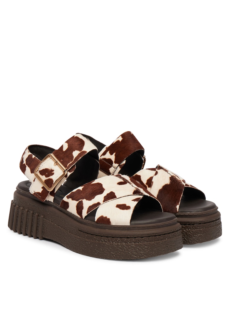 Sandale dama - piele naturala - maro - Velcro - Maro