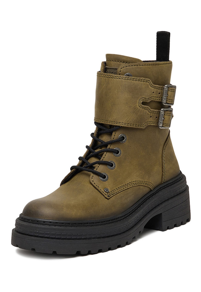 Ghete dama - piele naturala - verde - inchidere cu fermoar -