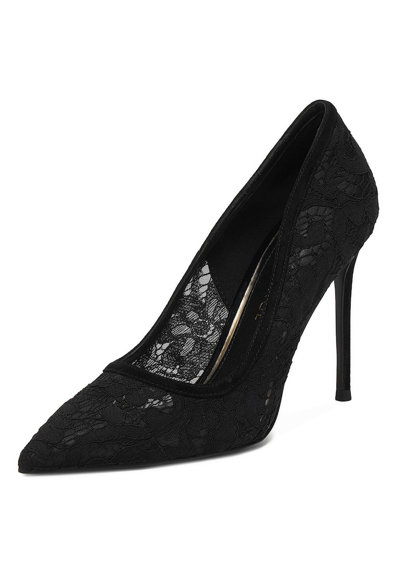 Pantofi dama piele negru toc stiletto - Negru