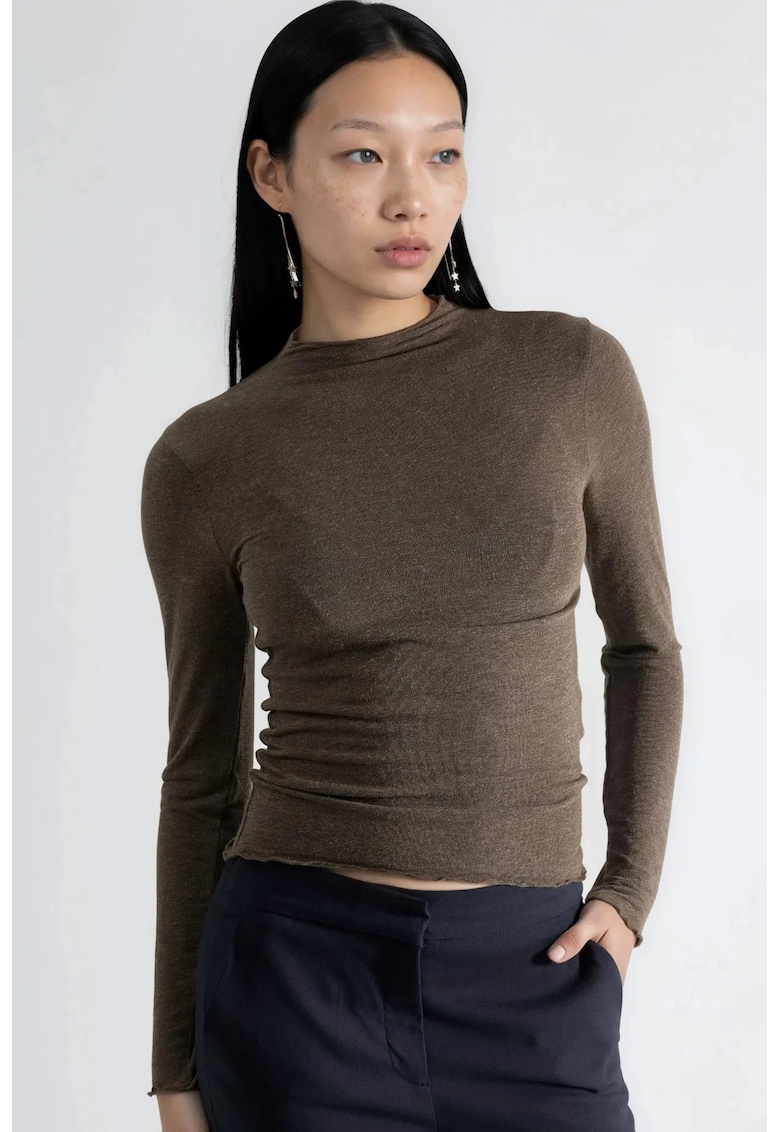 Bluza dama - maneca lunga - croiala slim - kaki - jerseu