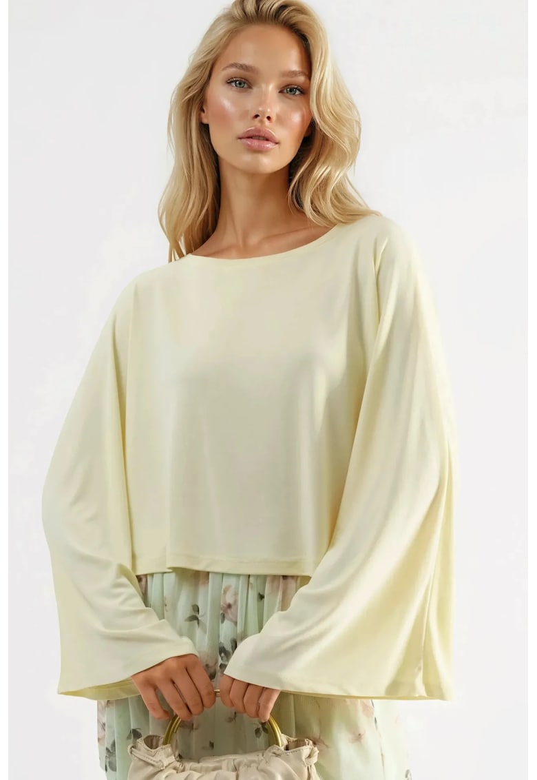 Bluza dama croiala lejera - galben - jerseu/modal/poliester