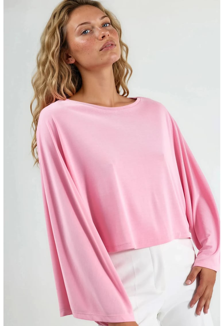 Bluza dama croiala lejera - roz - jerseu/modal/poliester
