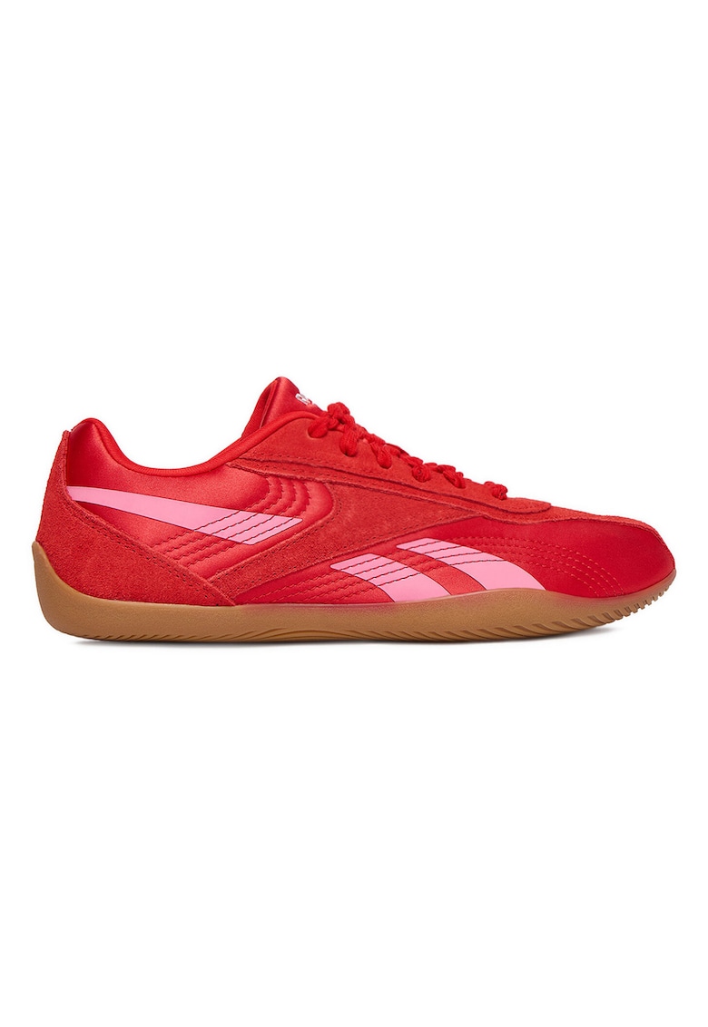 Pantofi sport dama - rosu - piele naturala si material textil -