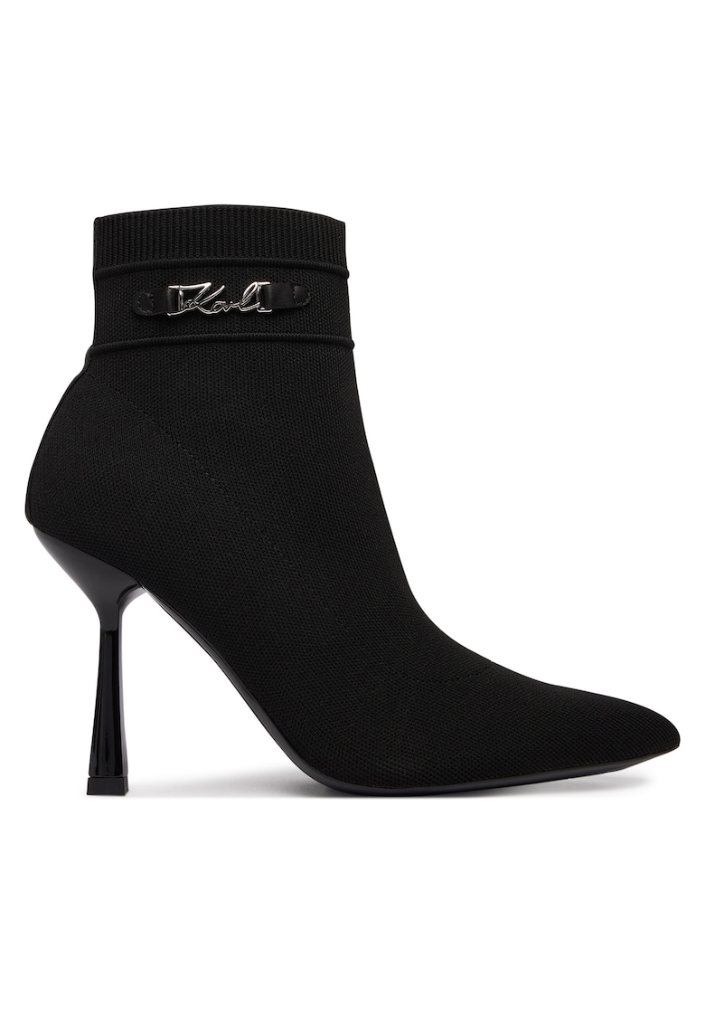 Botine dama - stiletto - negru - textil