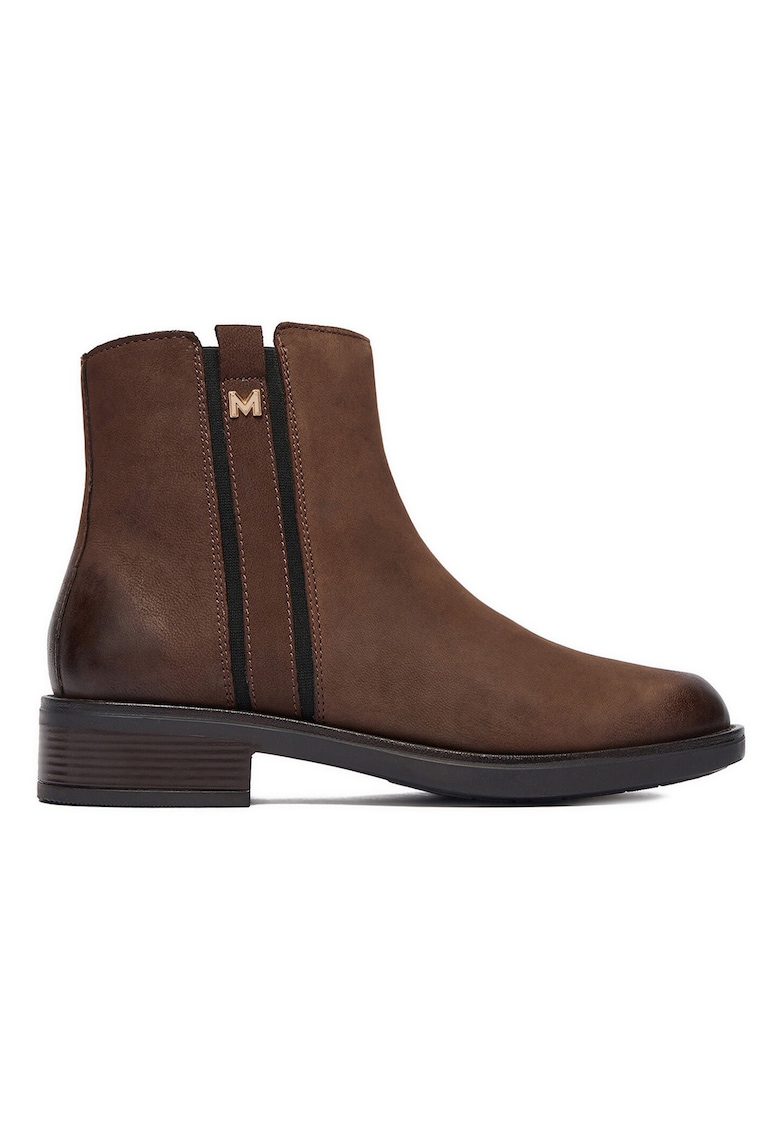 Botine dama - piele naturala - toc bloc - fermoar - maro -