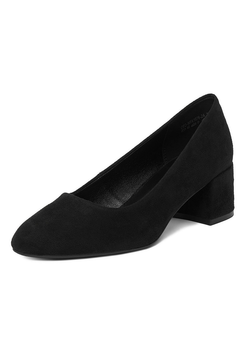 Pantofi dama - toc bloc - elegant - negru - textil