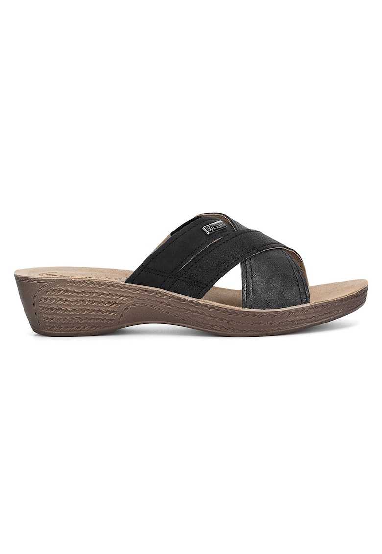 Papuci dama - negru - sintetic - toc plat