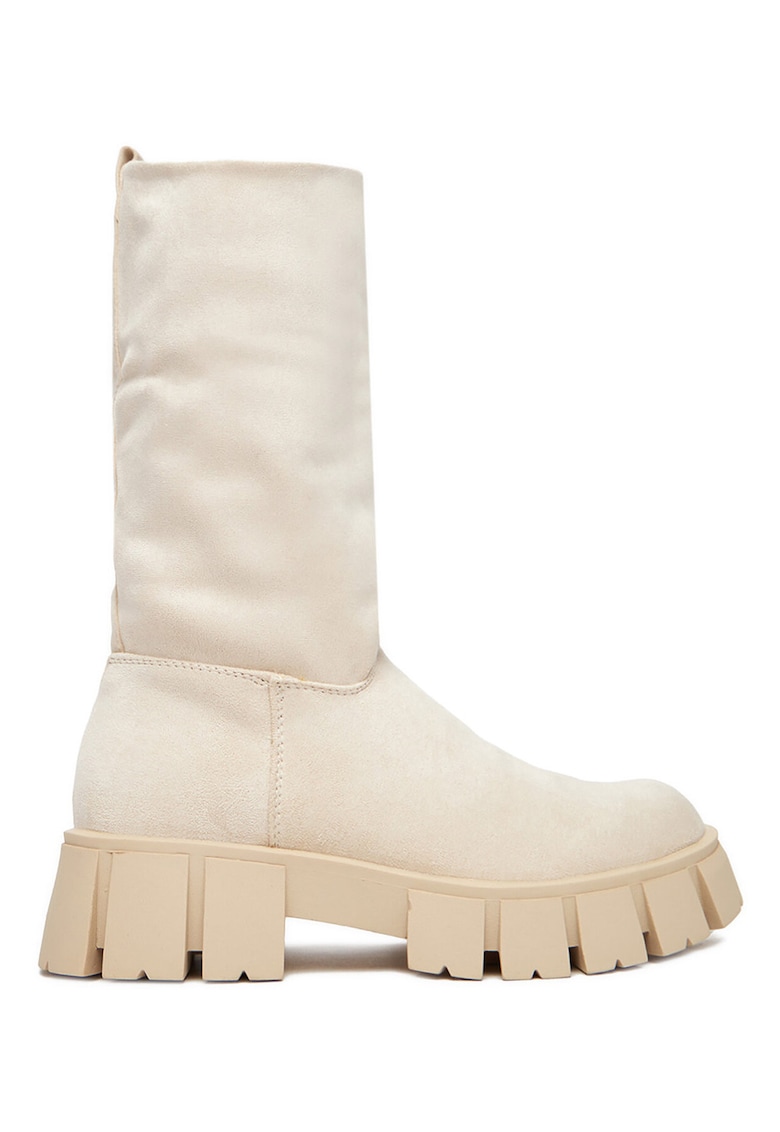 Botine de dama - material textil - bej -