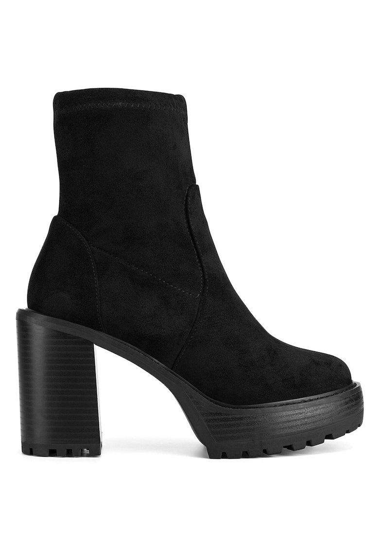 Botine de dama - material textil - negru -