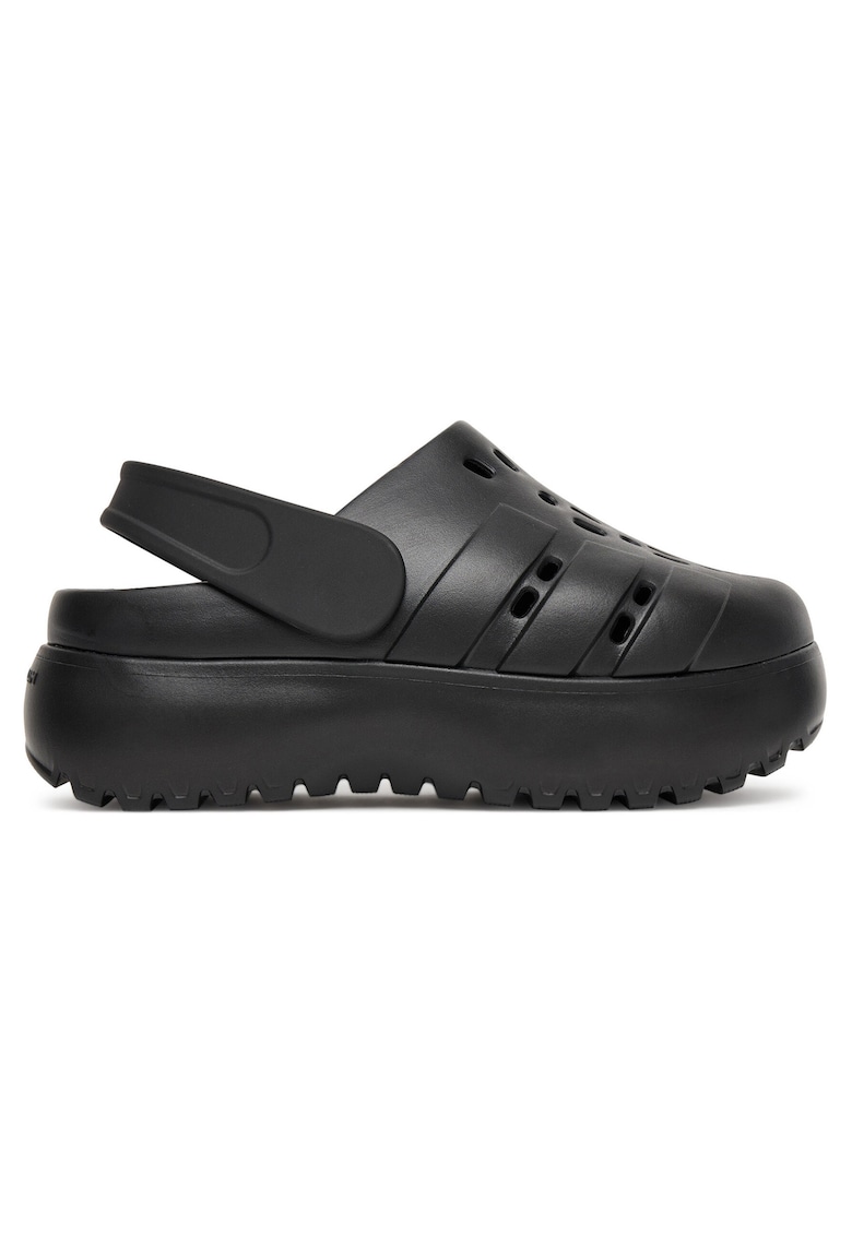 Sandale dama - slip-on - platforma - negru - plastic -