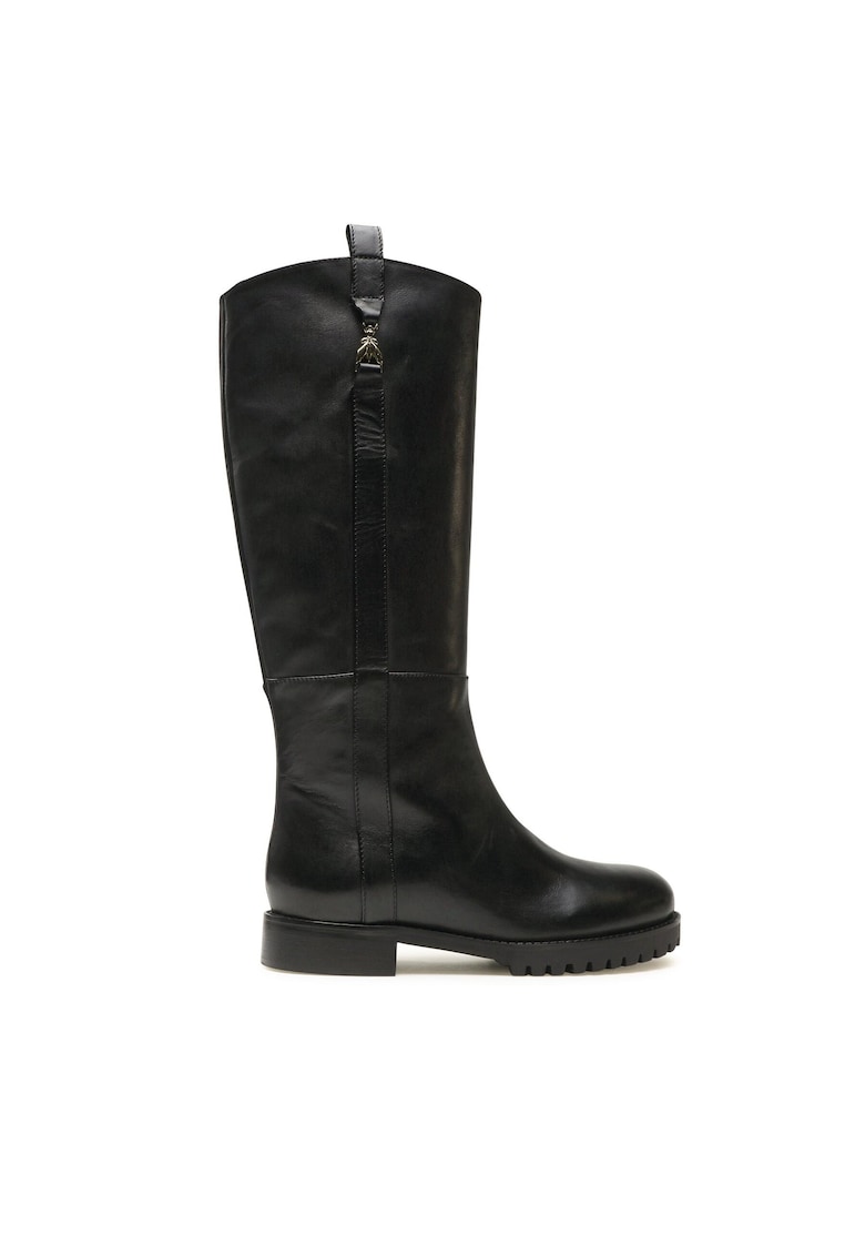 Cizme dama - piele naturala - fermoar - negru -