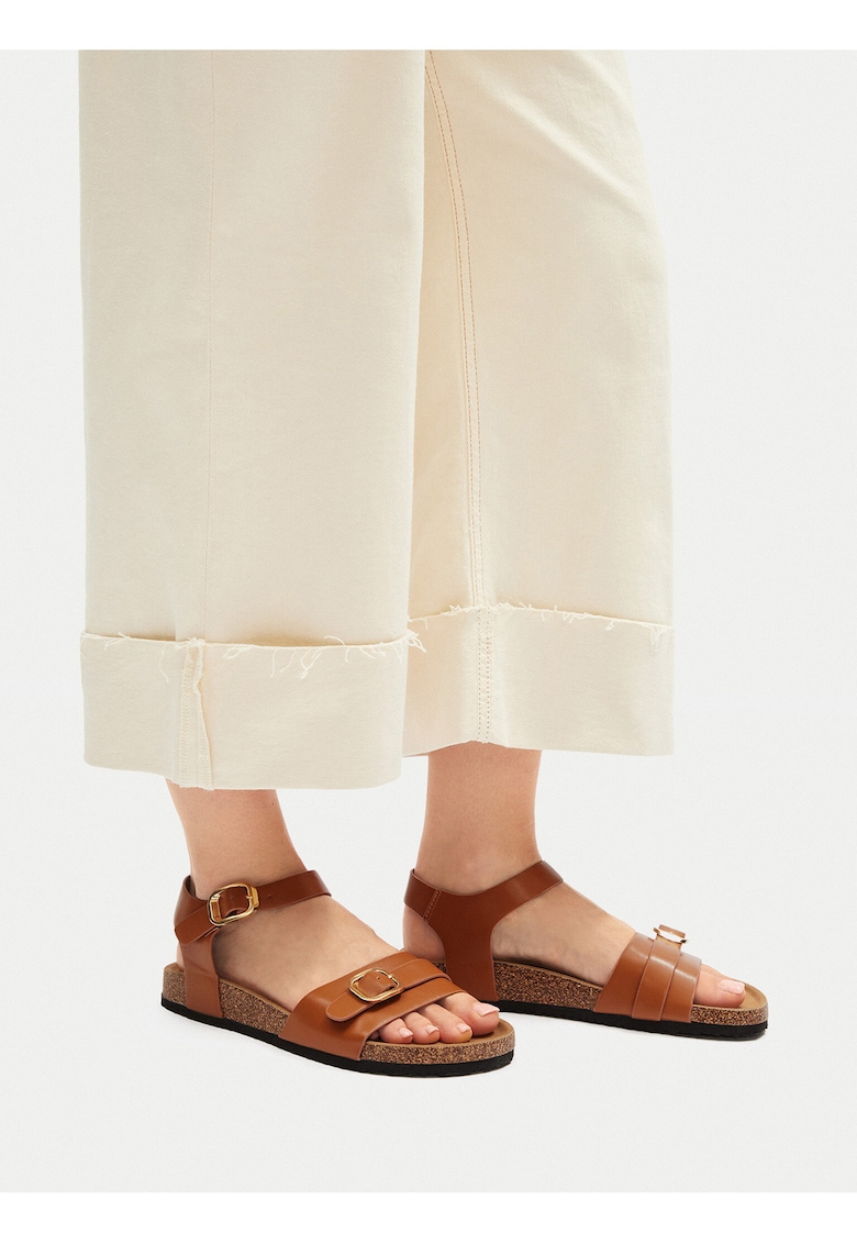 Sandale dama - material sintetic - deschise - maro -