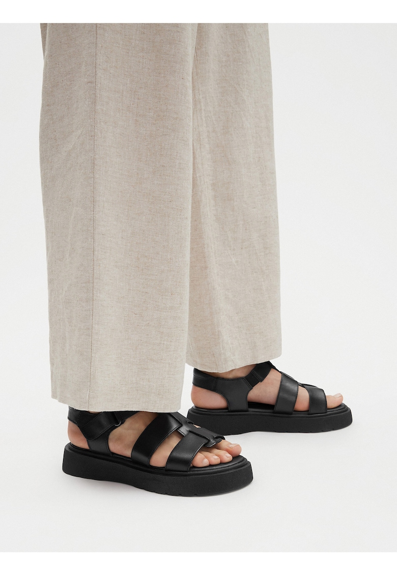 Sandale dama - piele naturala - negru -