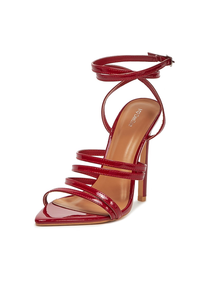 Sandale dama - stiletto - rosu - piele ecologica -