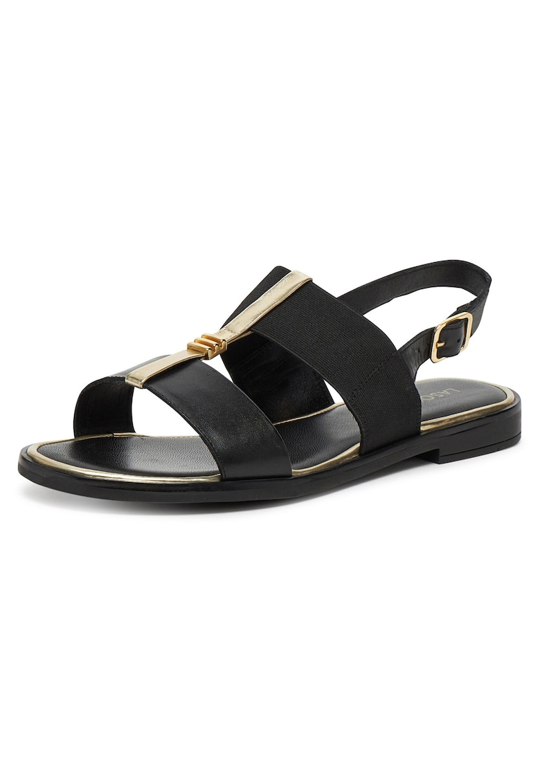 Sandale dama - piele naturala - negru - inchidere cu catarama -