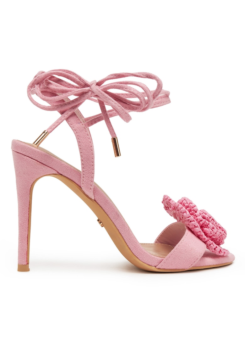 Sandale dama - stiletto - roz - material textil -