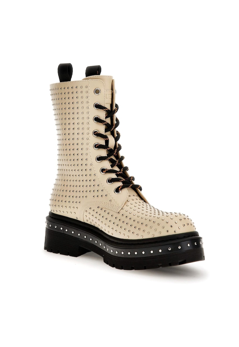 Ghete dama - piele ecologica - fermoar - bej -