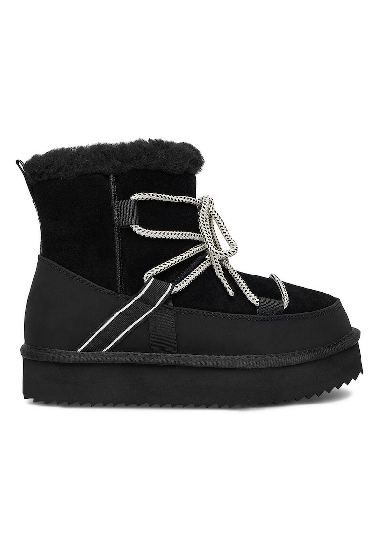 Cizme dama - piele naturala - negru - material sintetic -