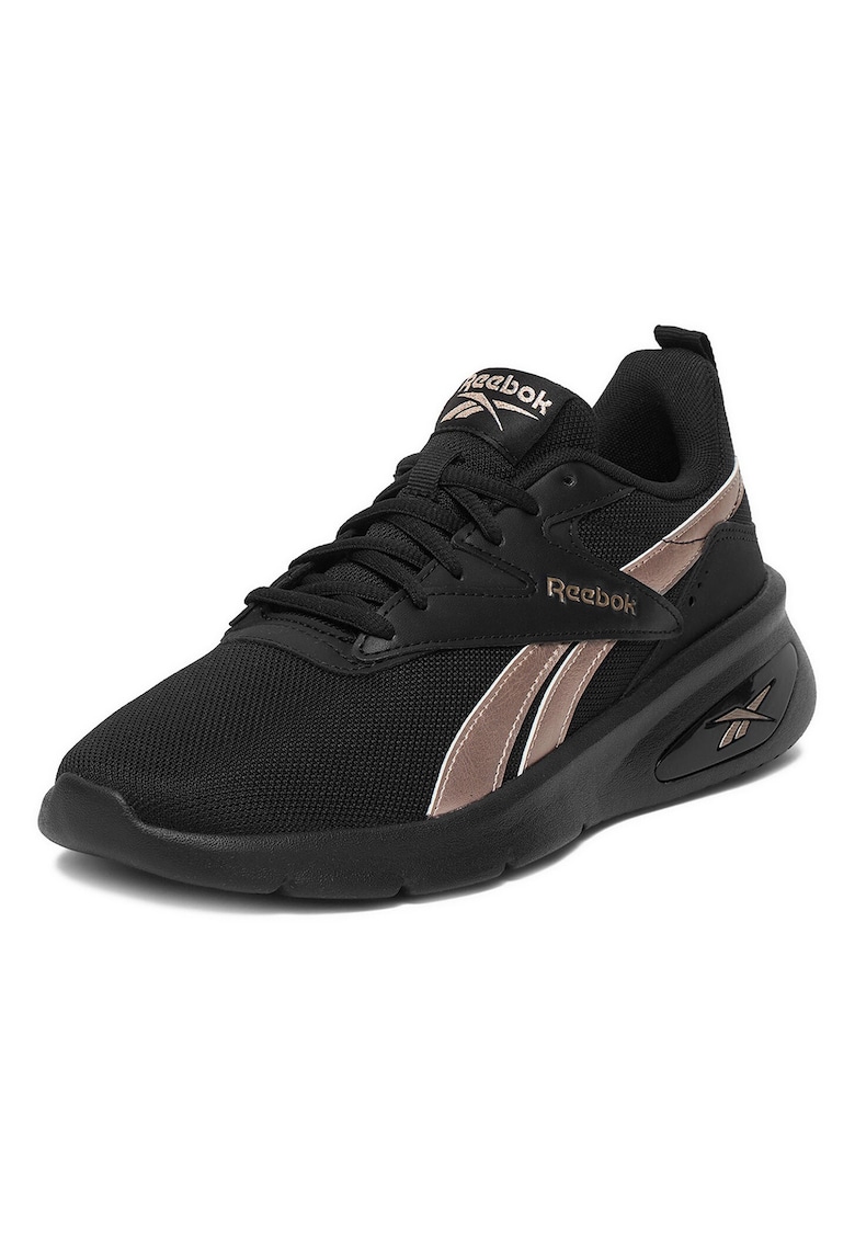 Adidasi dama - piele ecologica/textil - negru/auriu -