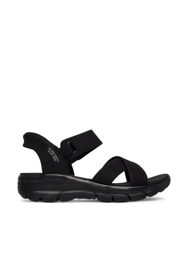 Sandale dama - velcro - negru - piele ecologica