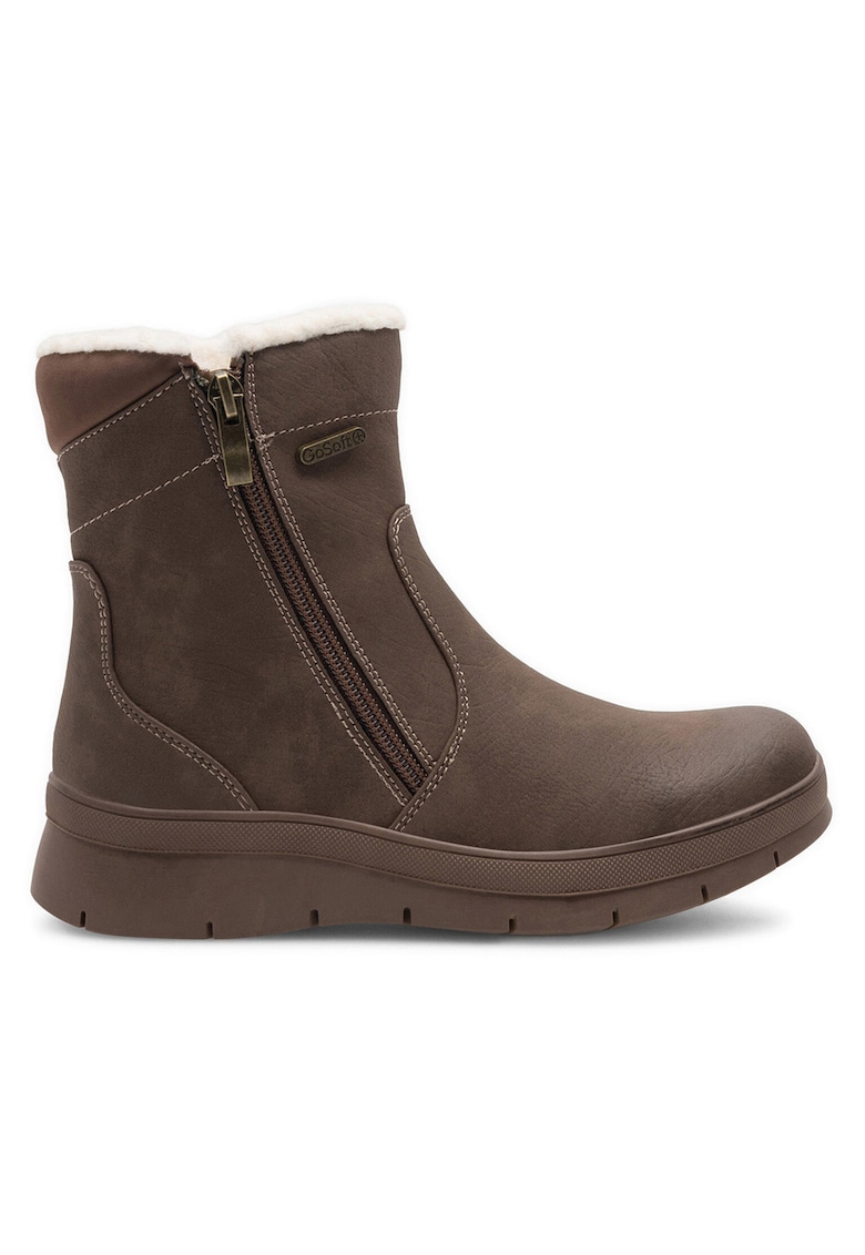 Cizme dama - piele ecologica - fermoar - maro -