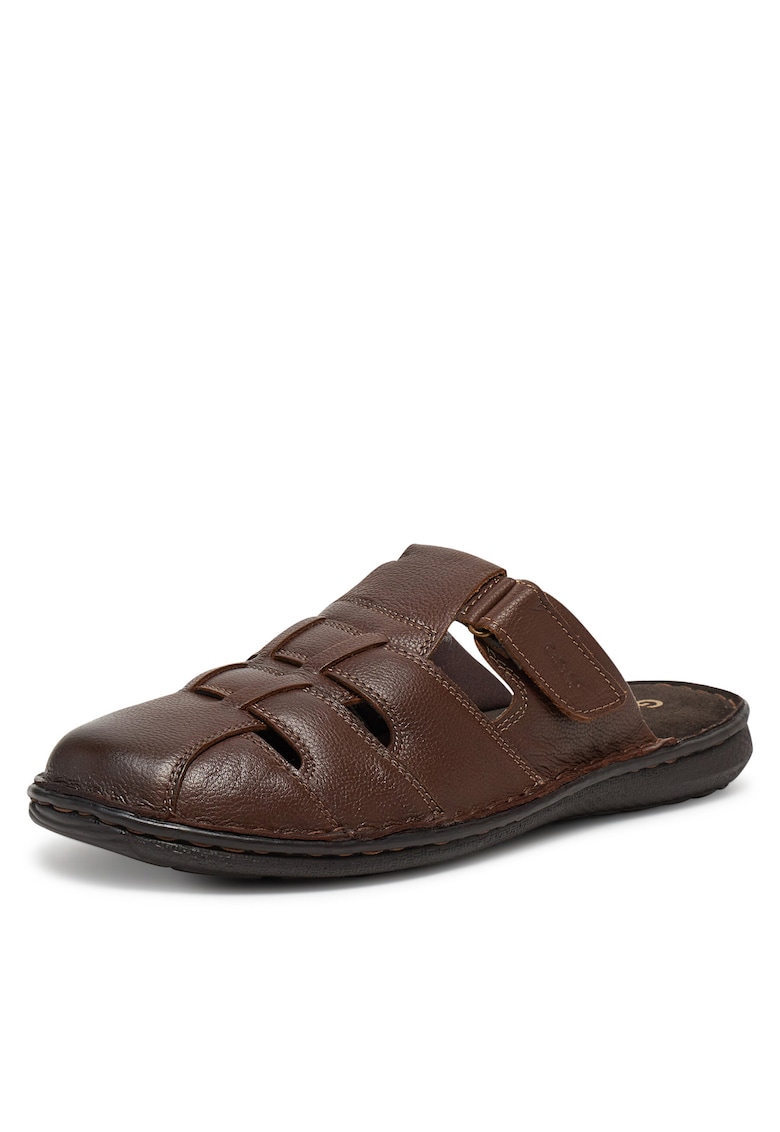 Slapi barbati - piele naturala - maro -