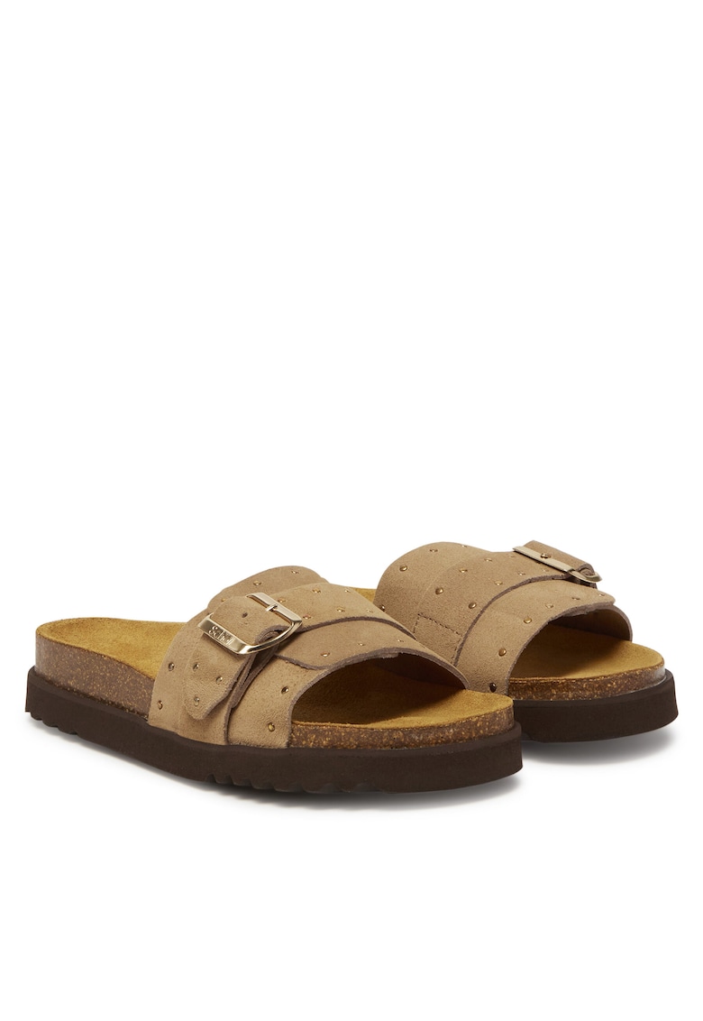 Papuci de dama - piele naturala - bej -