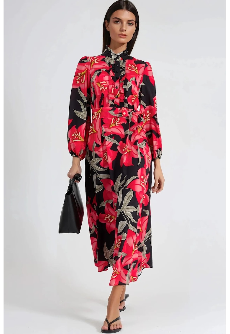 Rochie Maxi dama - Floral - Multicolor - Poliester-Bumbac-Lycra
