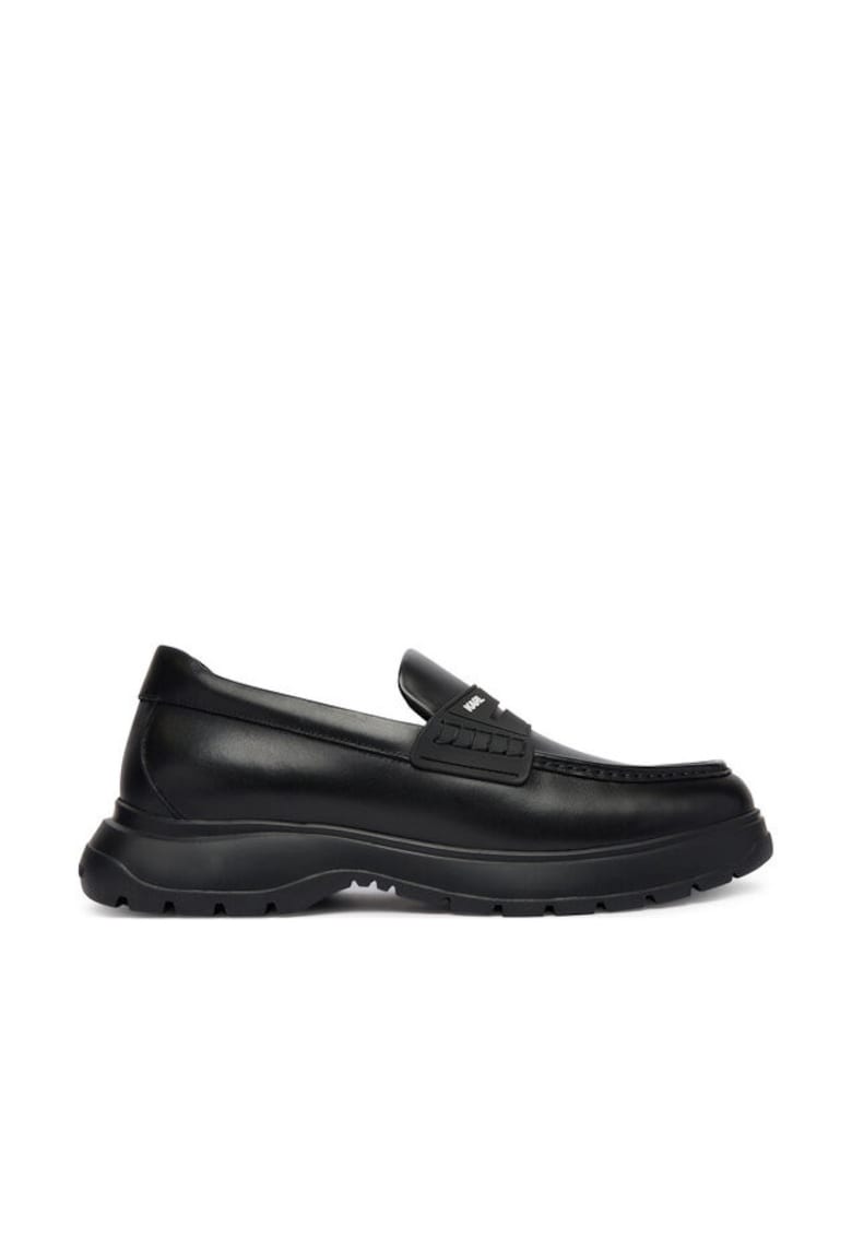 Mocasini barbati - cu piele naturala - negru si material sintetic