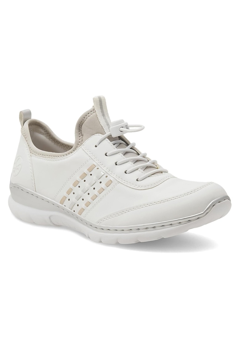 Pantofi dama - casual - toc plat - alb - textil