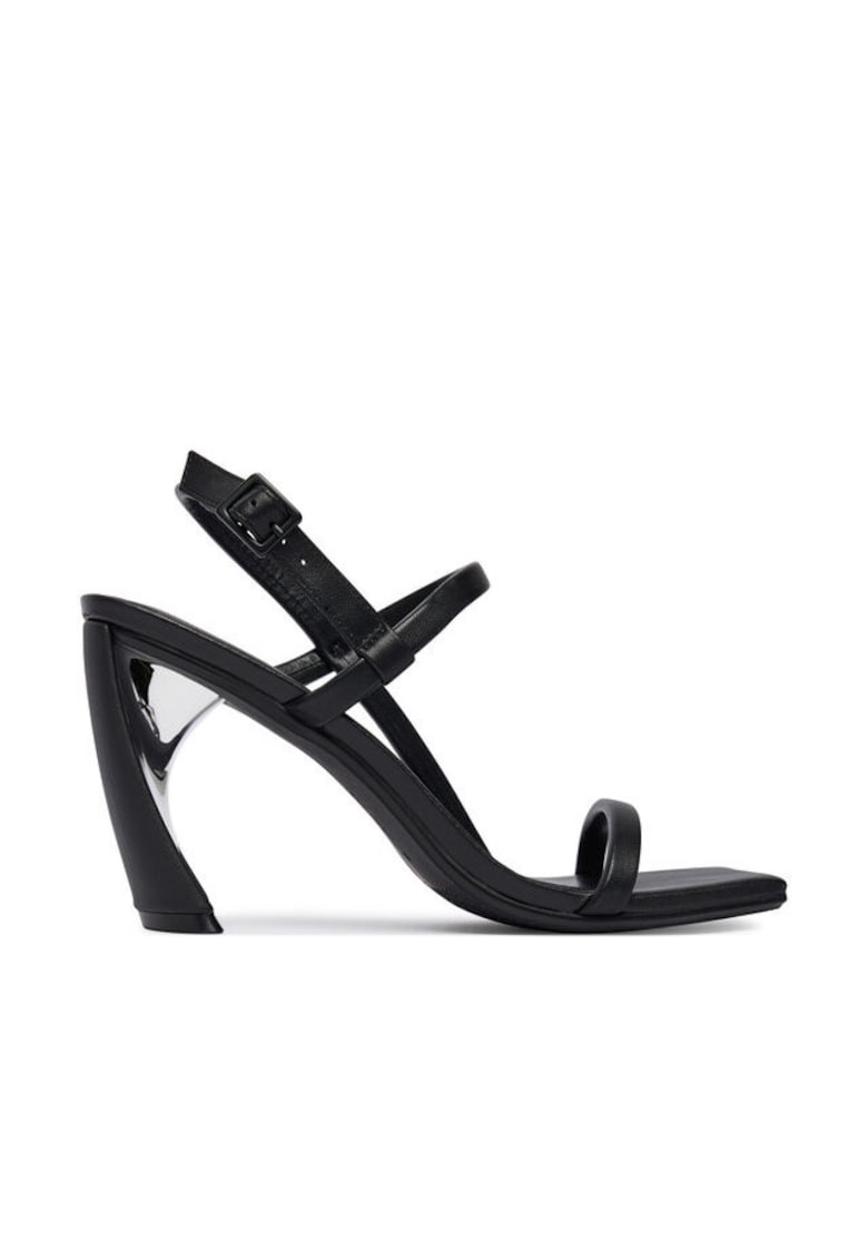 Sandale femei - piele naturala - negru - toc clasic
