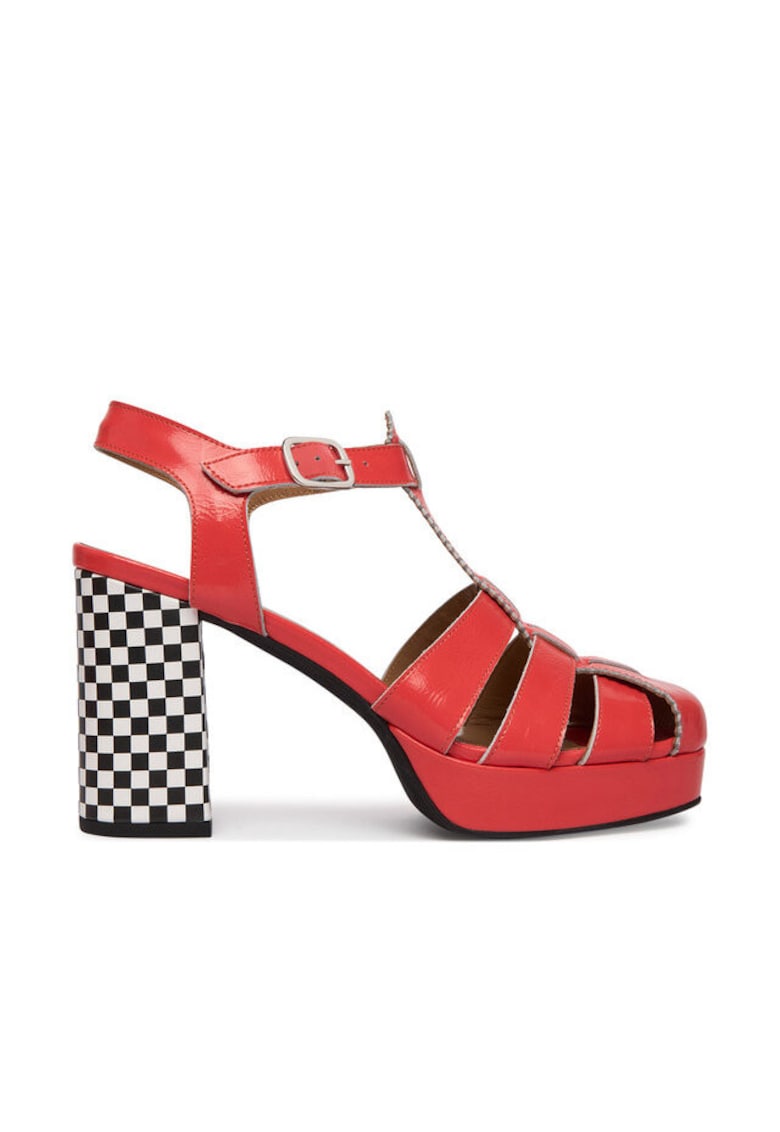 Sandale dama - piele naturala - multicolor - toc clasic