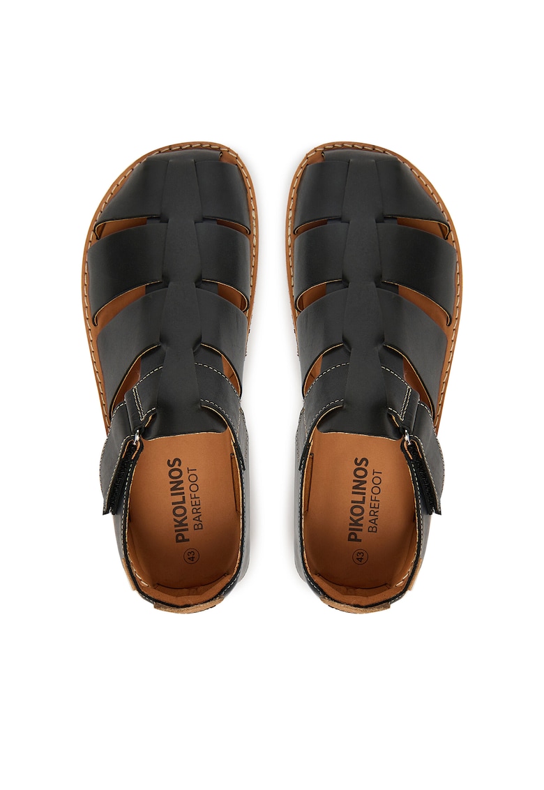 Sandale barbatesti - piele naturala - negru - sistem inchidere Velcro