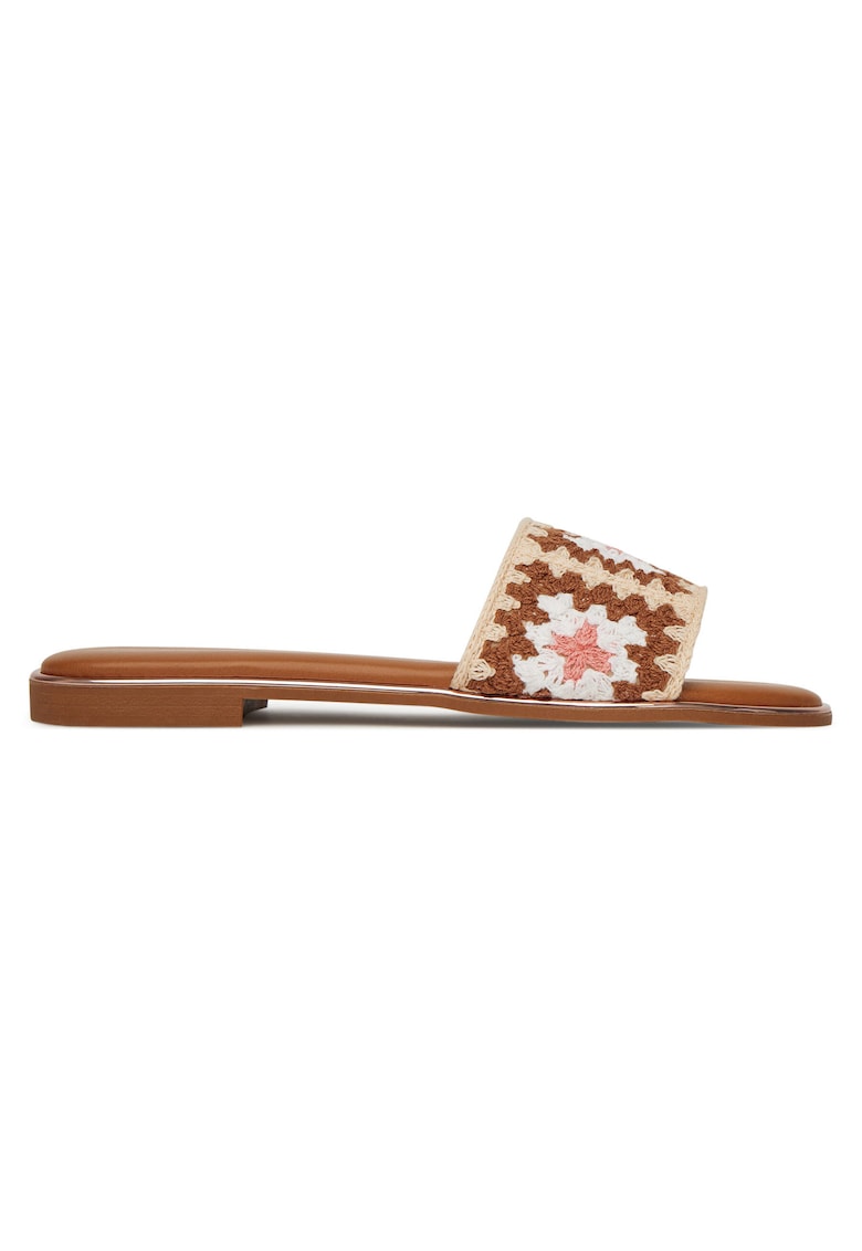 Papuci dama - textil - maro - slip-on -