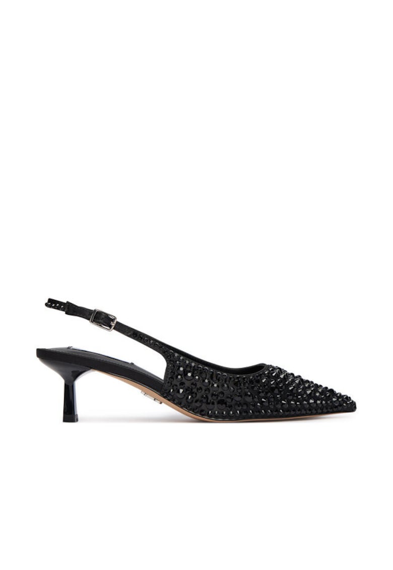 Pantofi pentru dama - stiletto - negru - textil
