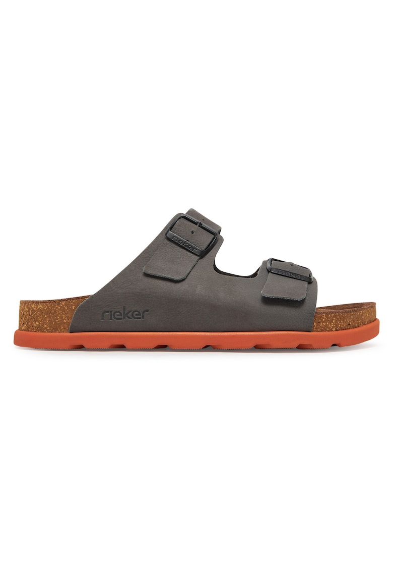 Slapi barbati - piele naturala - gri - confortabil