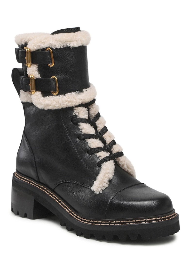 Botine dama - See By Chloe - piele naturala - negru - toc clasic - fermoar -