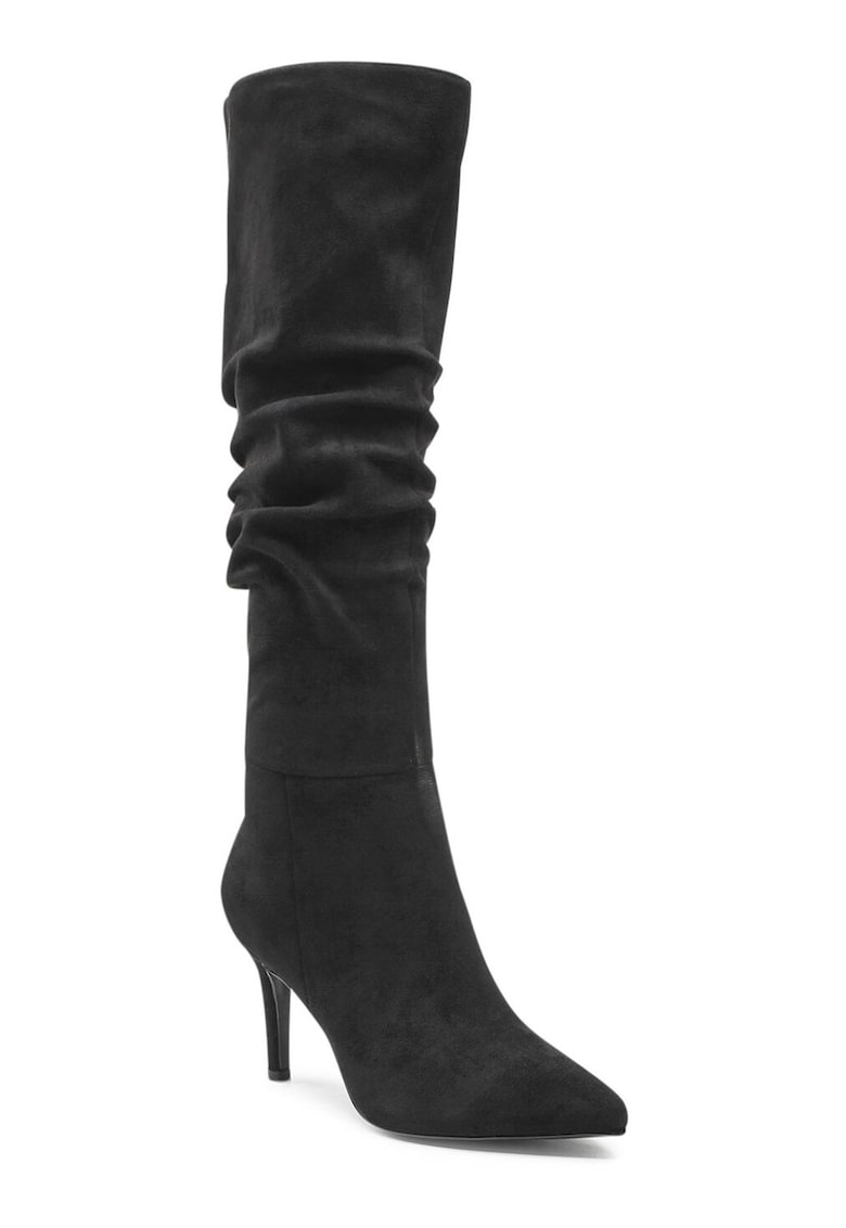 Cizme dama - stiletto - negru - imitatie de piele intoarsa -