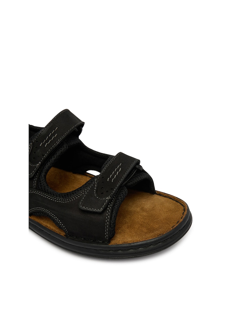 Sandale barbati - piele naturala - negru - sistem inchidere Velcro